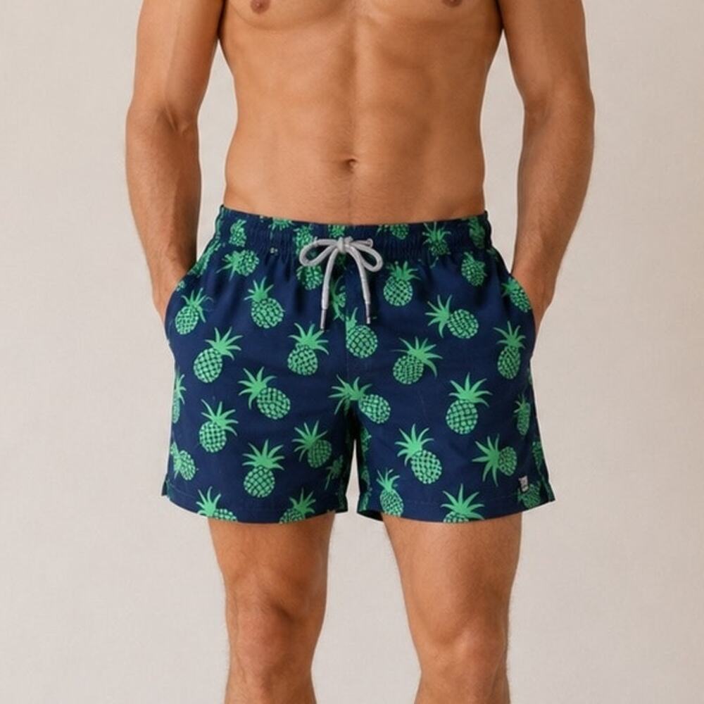 Tom & Teddy Blue & Green Pineapple swim trunks sm